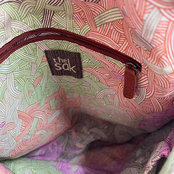 The Sak Brown Braided Boho Leather Foldover Adjustable Strap Medium Crossbody - Picture 13 of 15